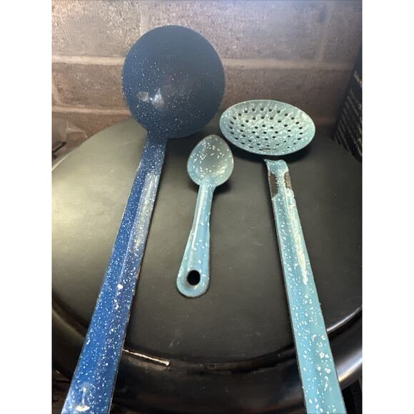 Antique Primitive Soup Food Ladle And Strainer Farm House Kitchen Decor Cooking - Picture 1 of 8